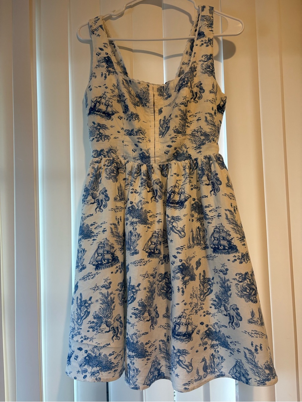 Blue Toile Nautical Fit-and-Flare Dress. Sun dress